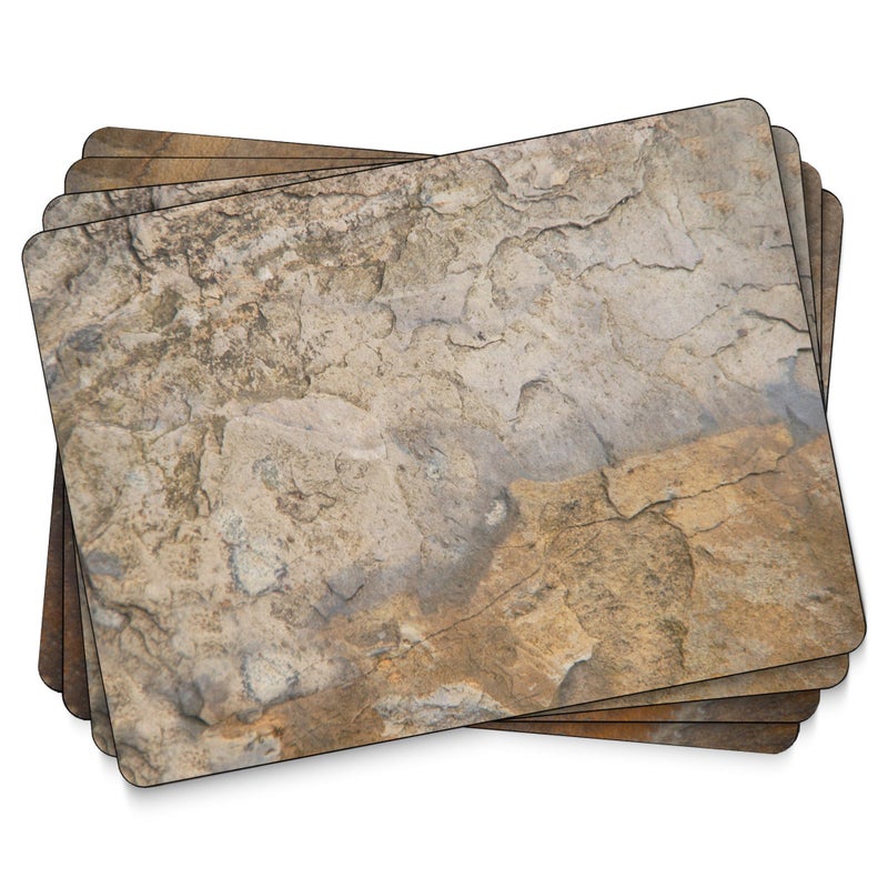 Pimpernel Earth Slate Placemats, Set of 4 â€“ (15.7" x 11.7") Rectangular Table Mats with Cork Backing, Heat & Stain Resistant Lacquer Finish, Stylish Dining Room & Kitchen Decorative Protectors - Image 1